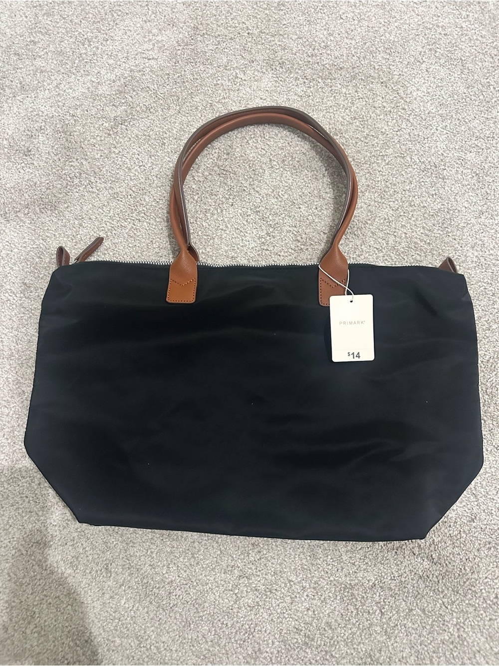 Primark Black Tote with Brown Handles